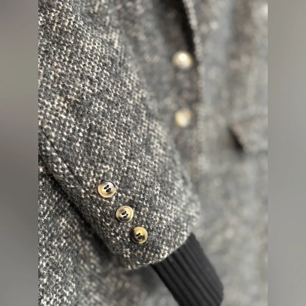 NWT* Favorite Daughter the City Tweed Coat Black/Multi, Size Large - Picture 5 of 7